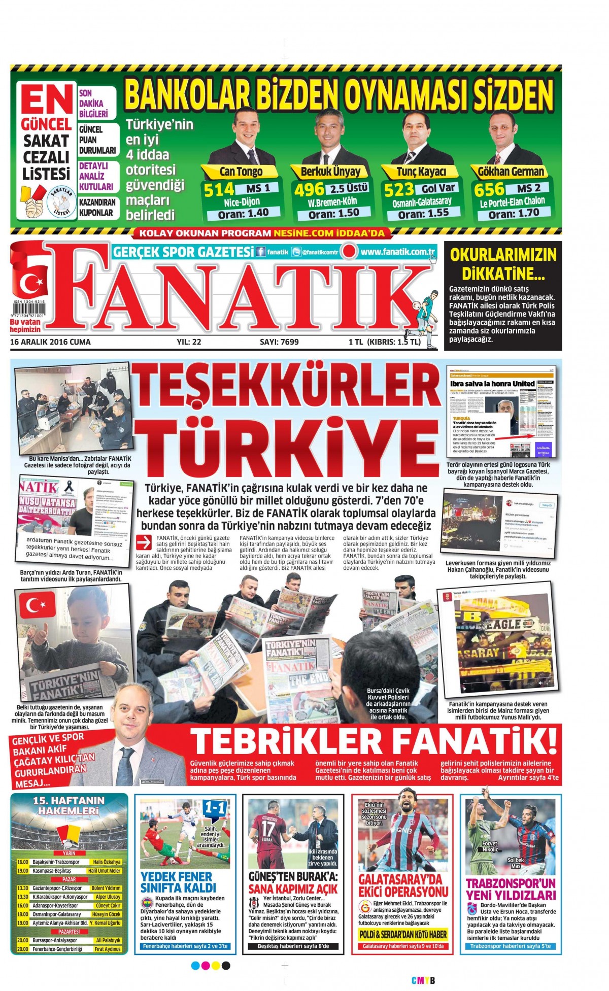 16 Aralık 2016 gazete manşetleri - -16