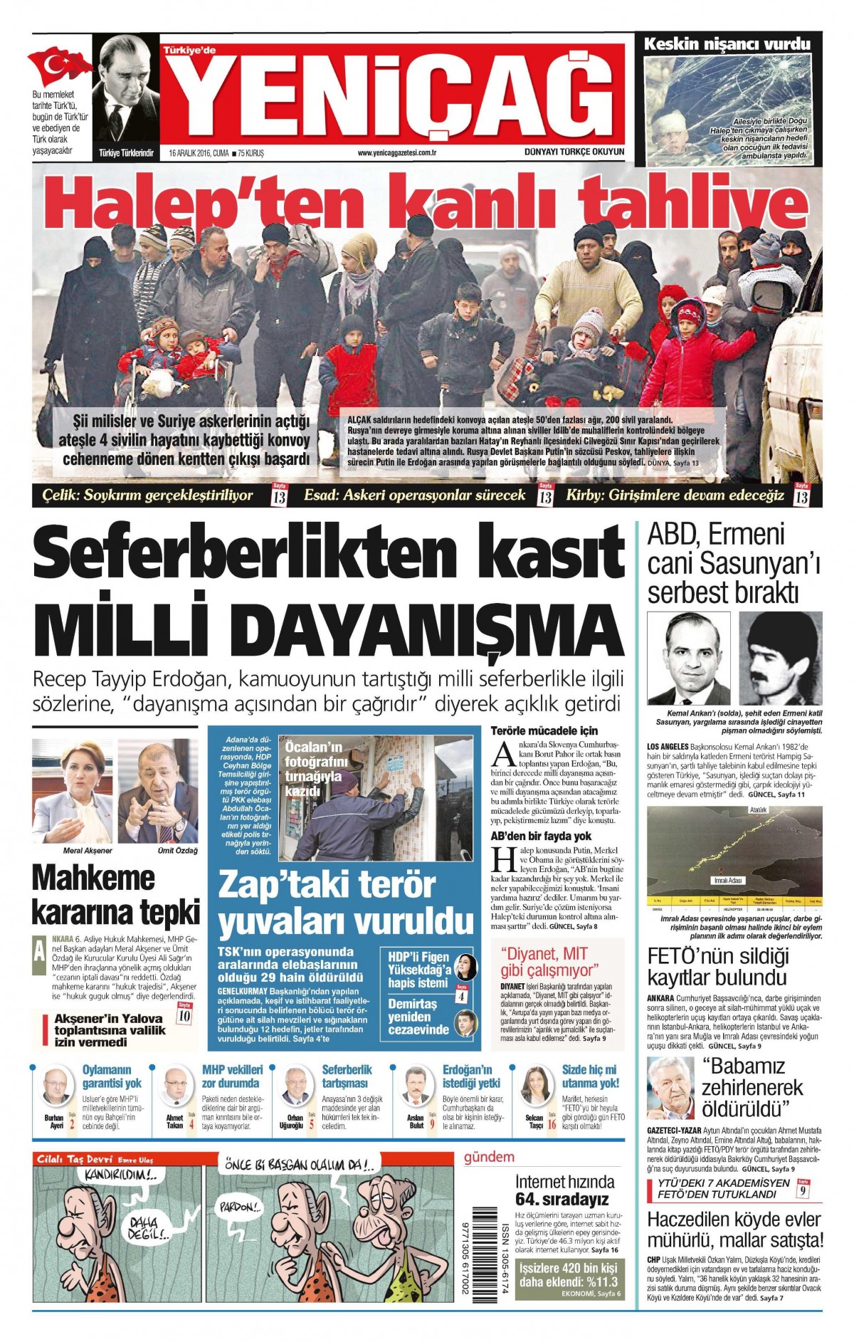 16 Aralık 2016 gazete manşetleri - -17