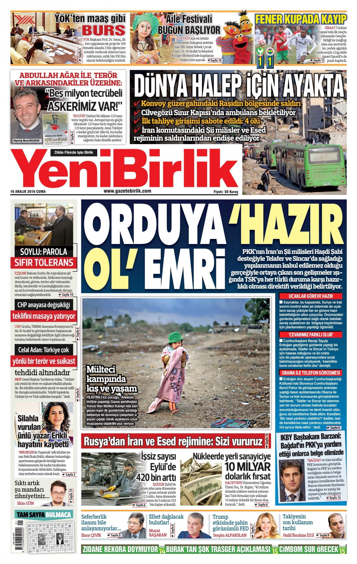 16 Aralık 2016 gazete manşetleri - -21