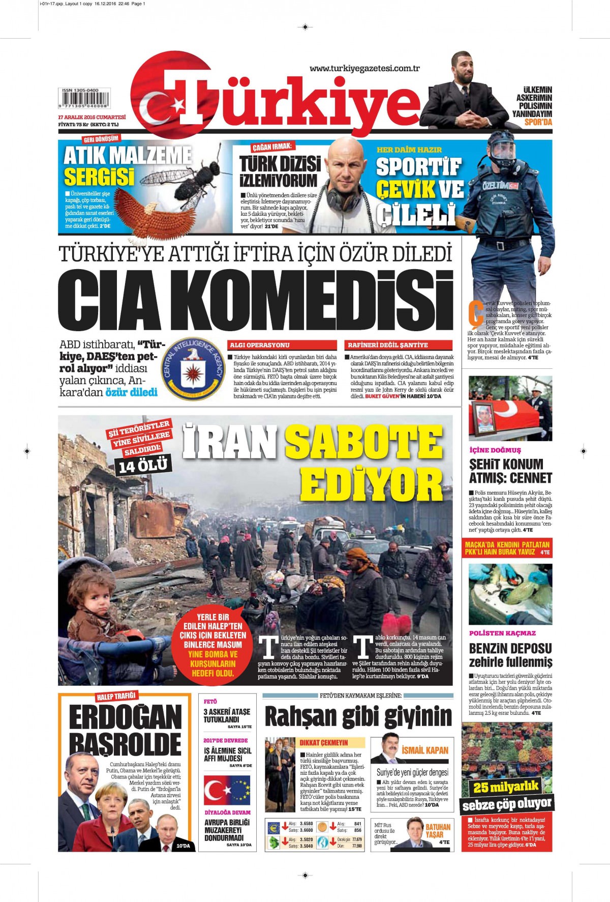 17 Aralık 2016 gazete manşetleri - -4