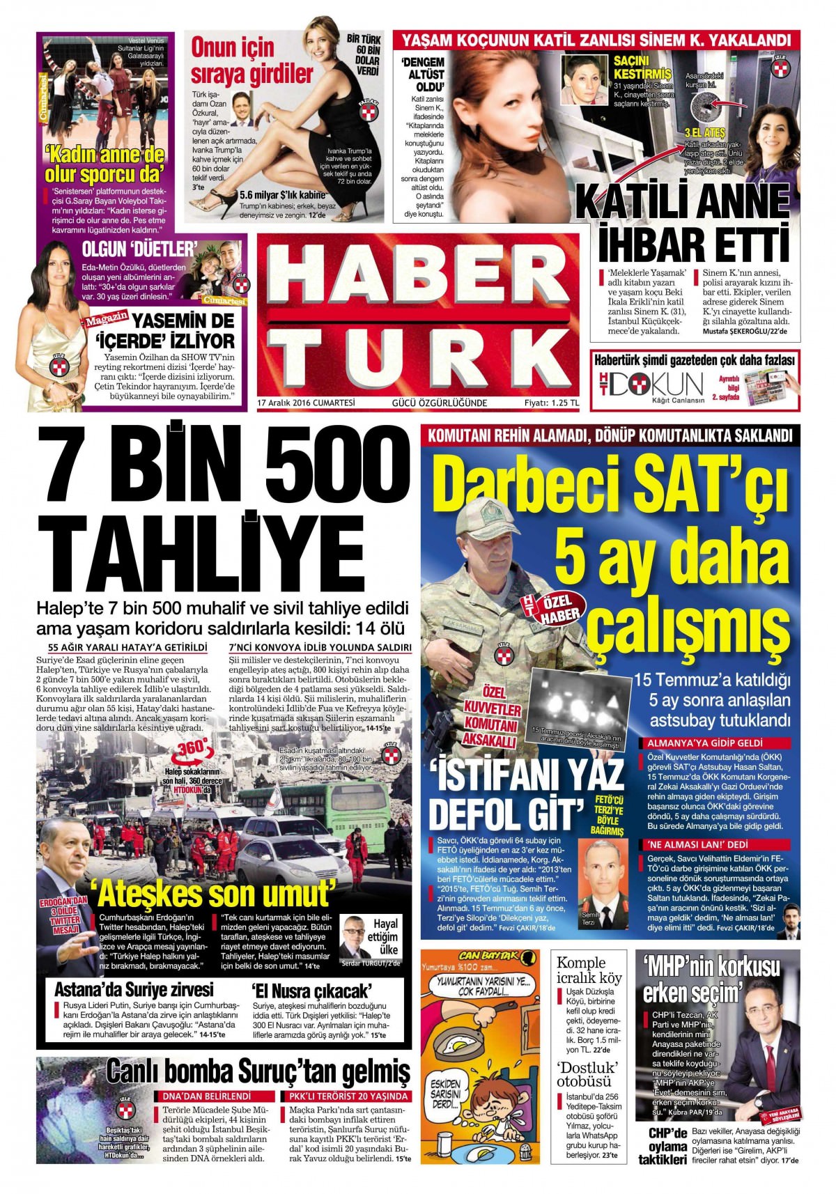 17 Aralık 2016 gazete manşetleri - -10