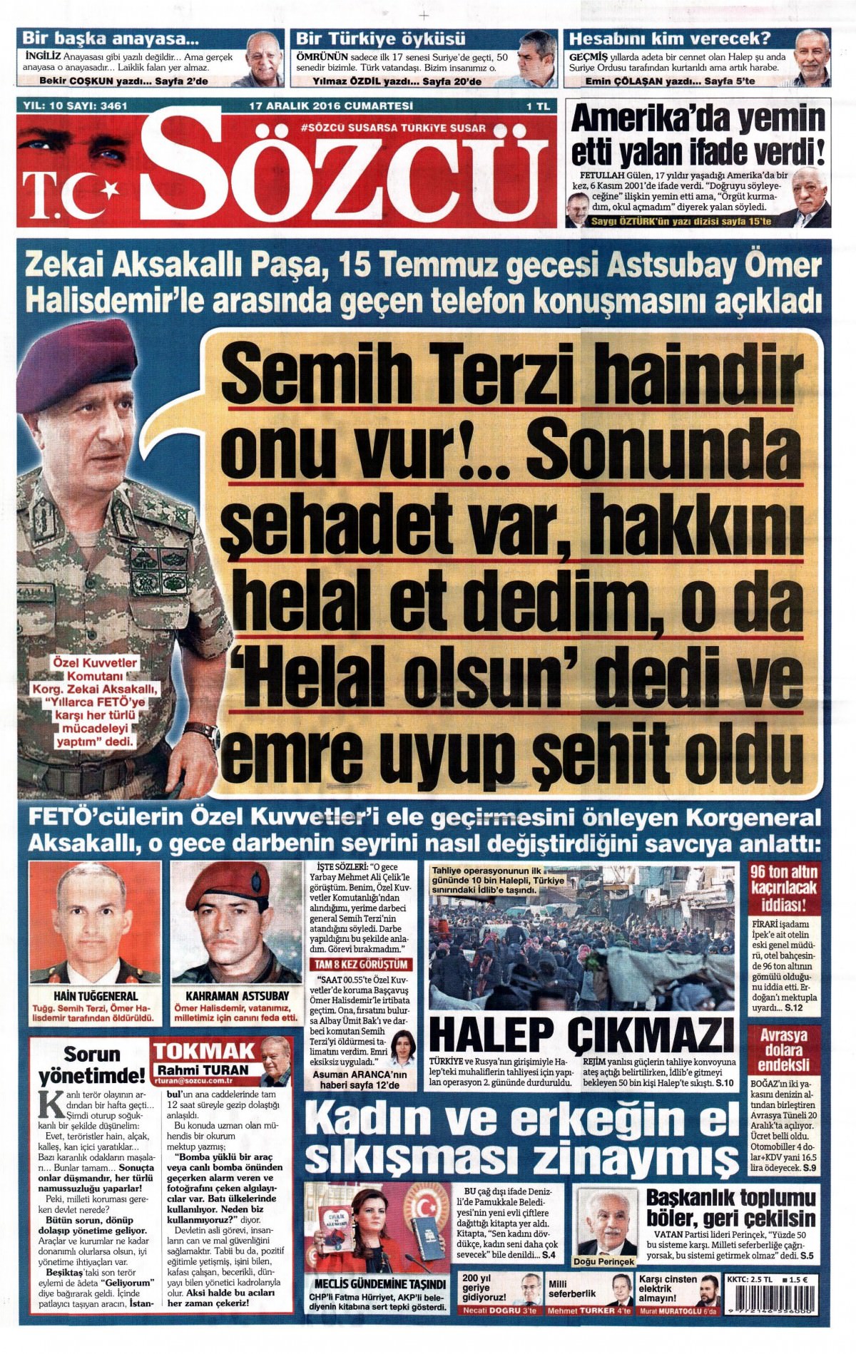 17 Aralık 2016 gazete manşetleri - -11