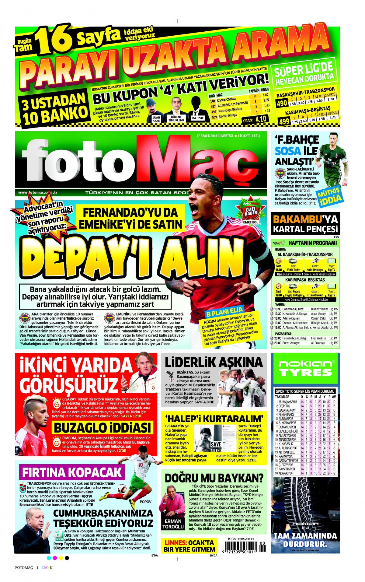 17 Aralık 2016 gazete manşetleri - -14