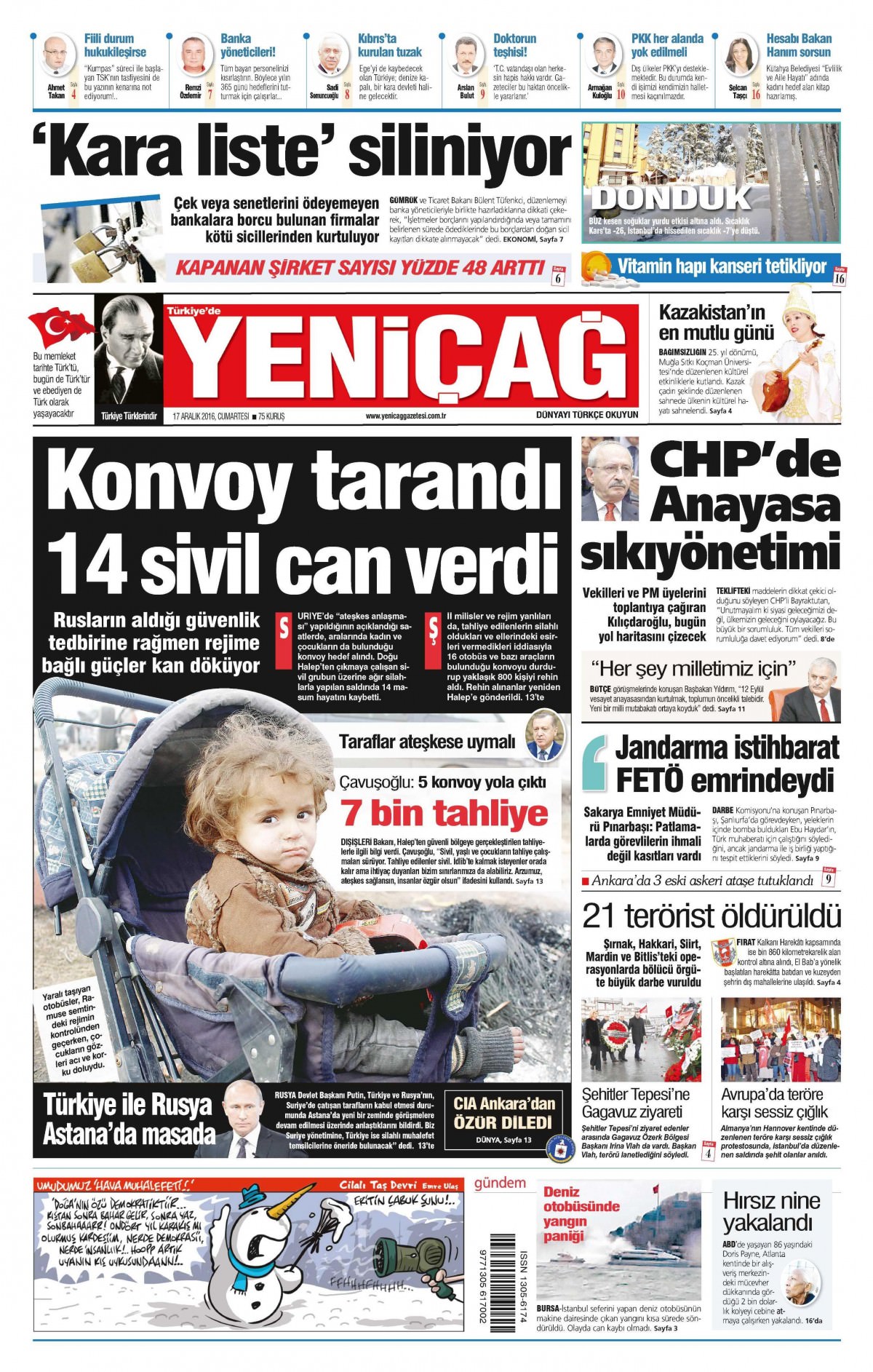 17 Aralık 2016 gazete manşetleri - -19
