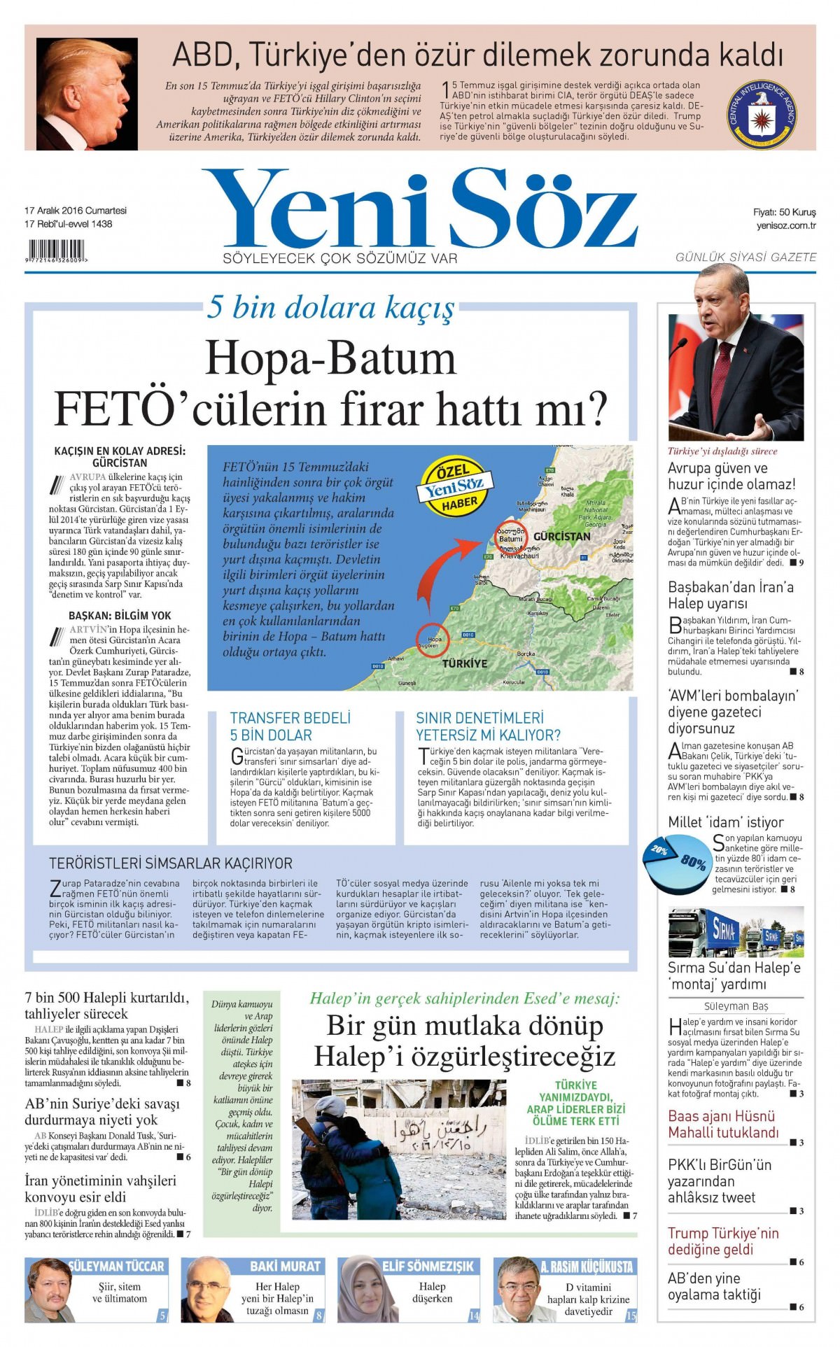 17 Aralık 2016 gazete manşetleri - -21