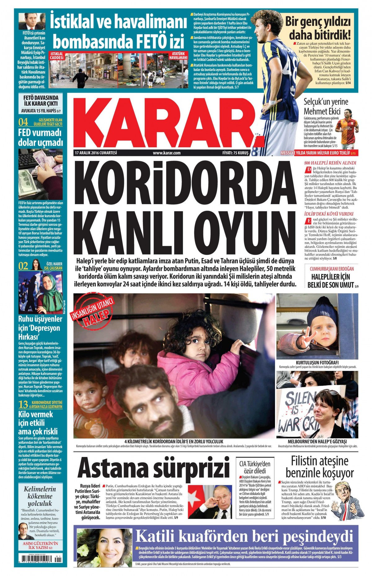 17 Aralık 2016 gazete manşetleri - -22