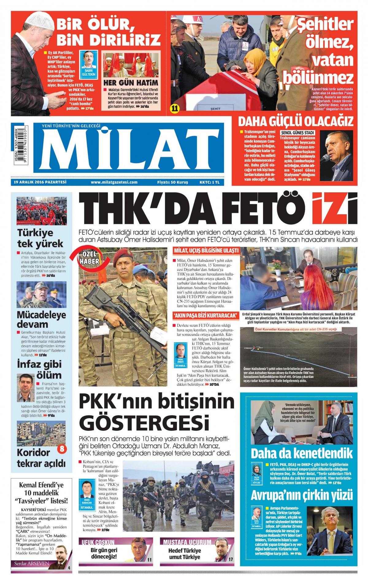 19 Aralık 2016 gazete manşetleri - -2