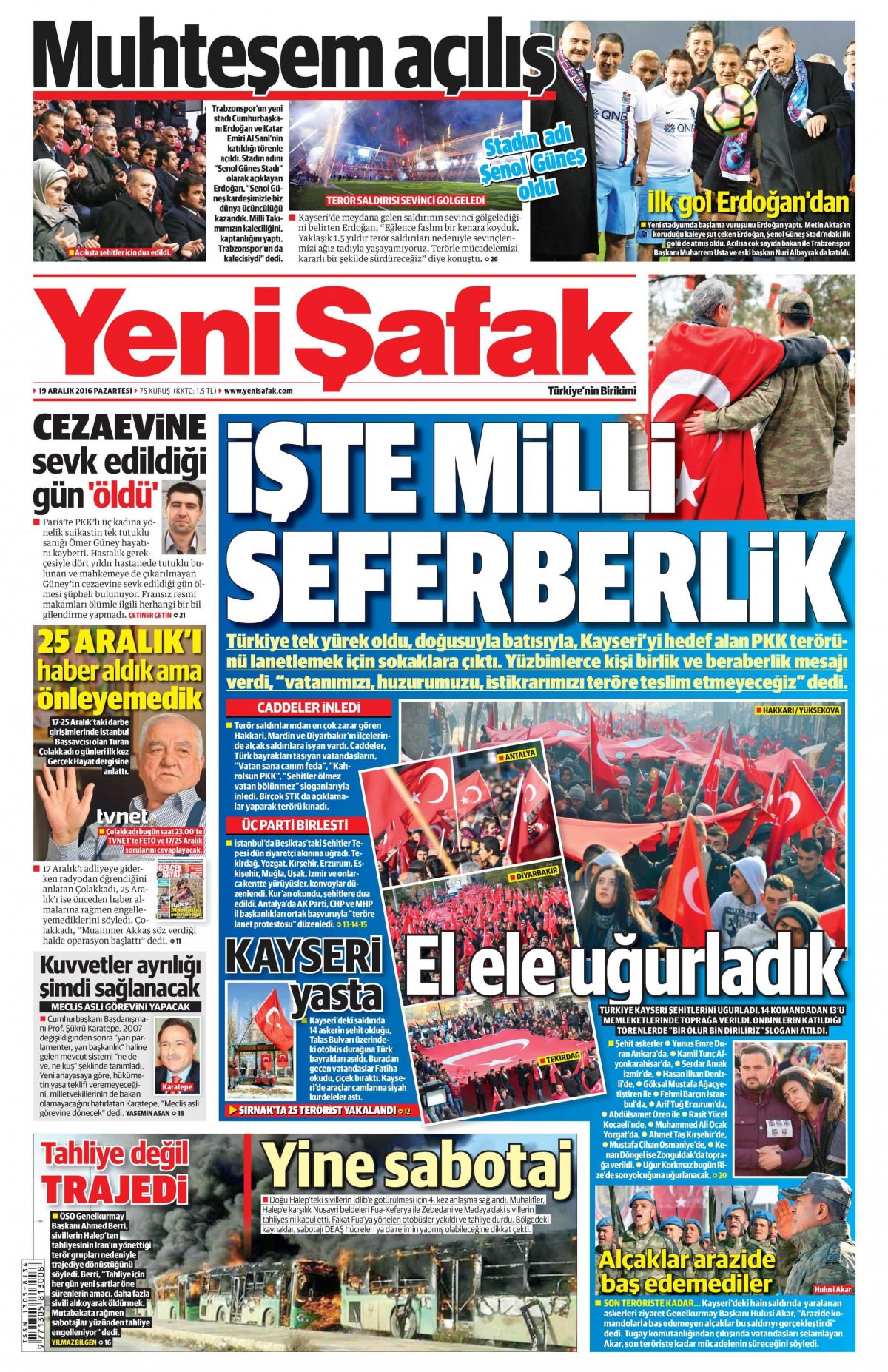 19 Aralık 2016 gazete manşetleri - 700