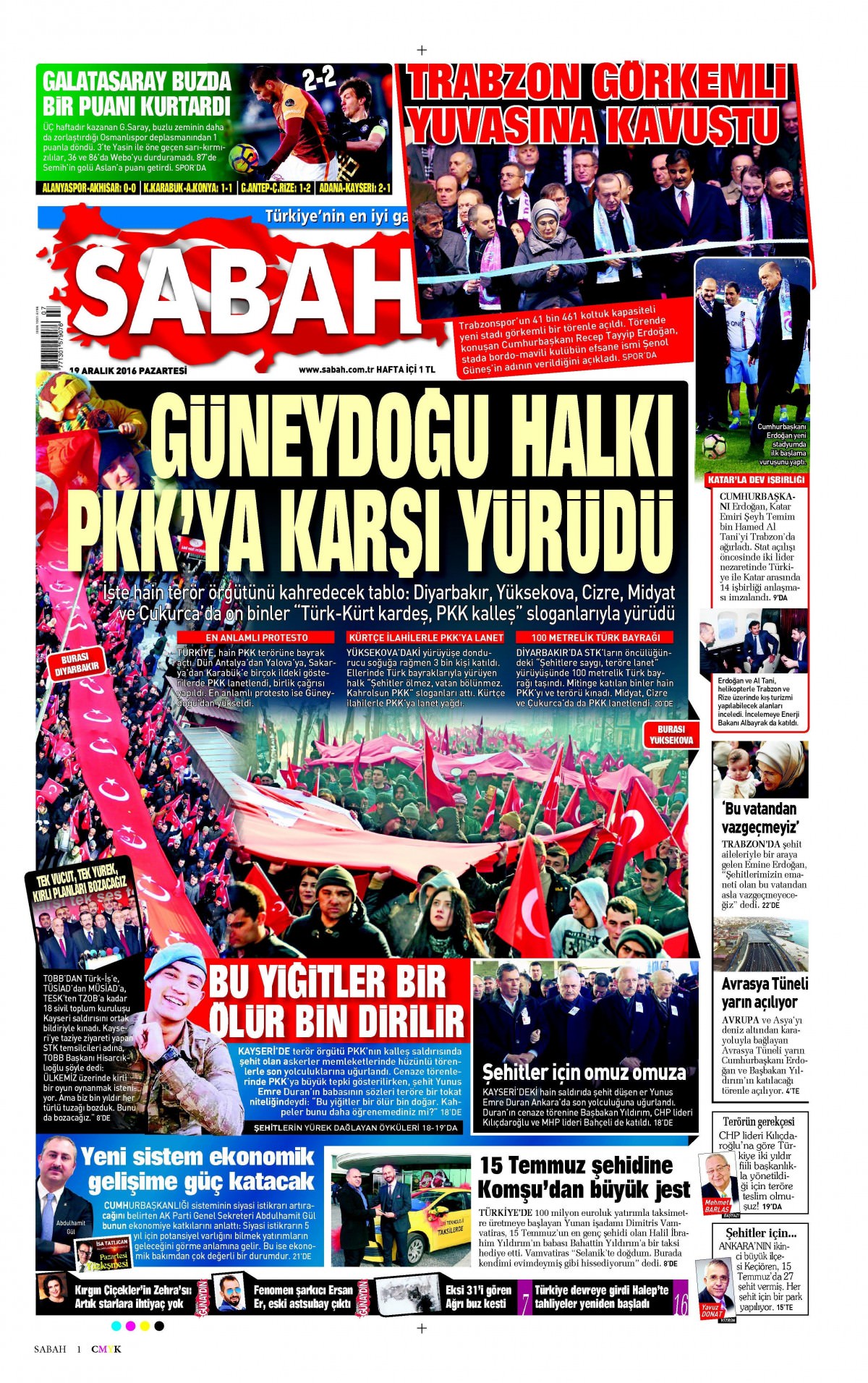 19 Aralık 2016 gazete manşetleri - -1