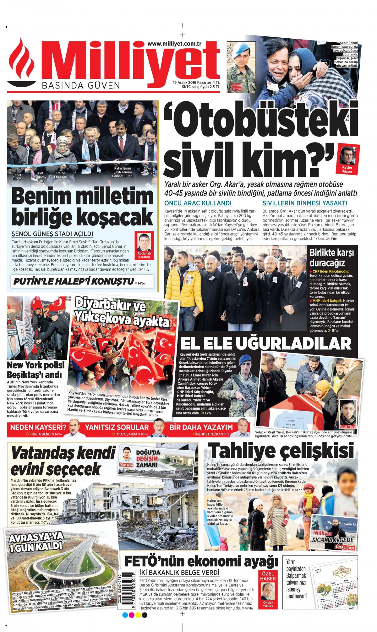 19 Aralık 2016 gazete manşetleri - -2