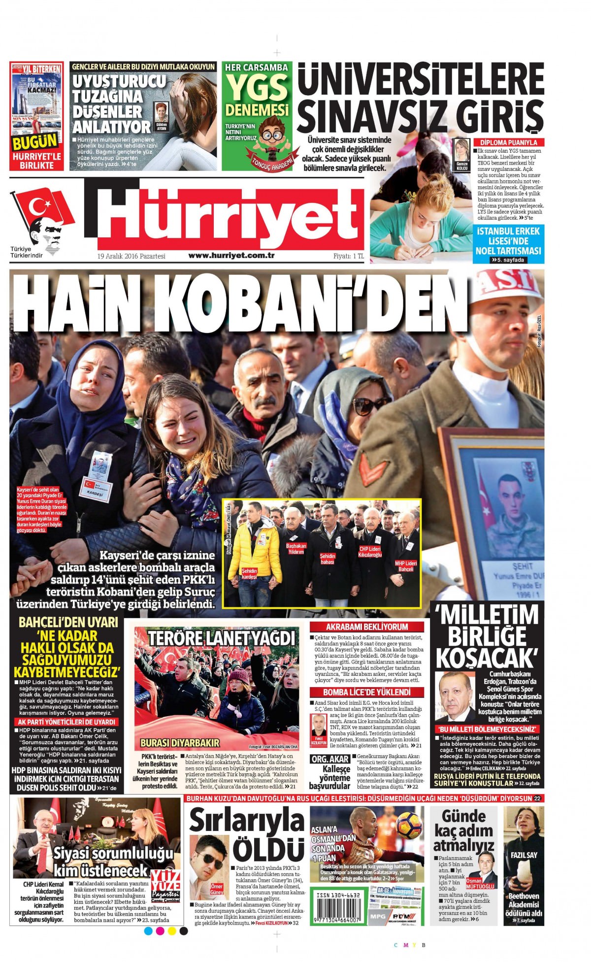 19 Aralık 2016 gazete manşetleri - -5