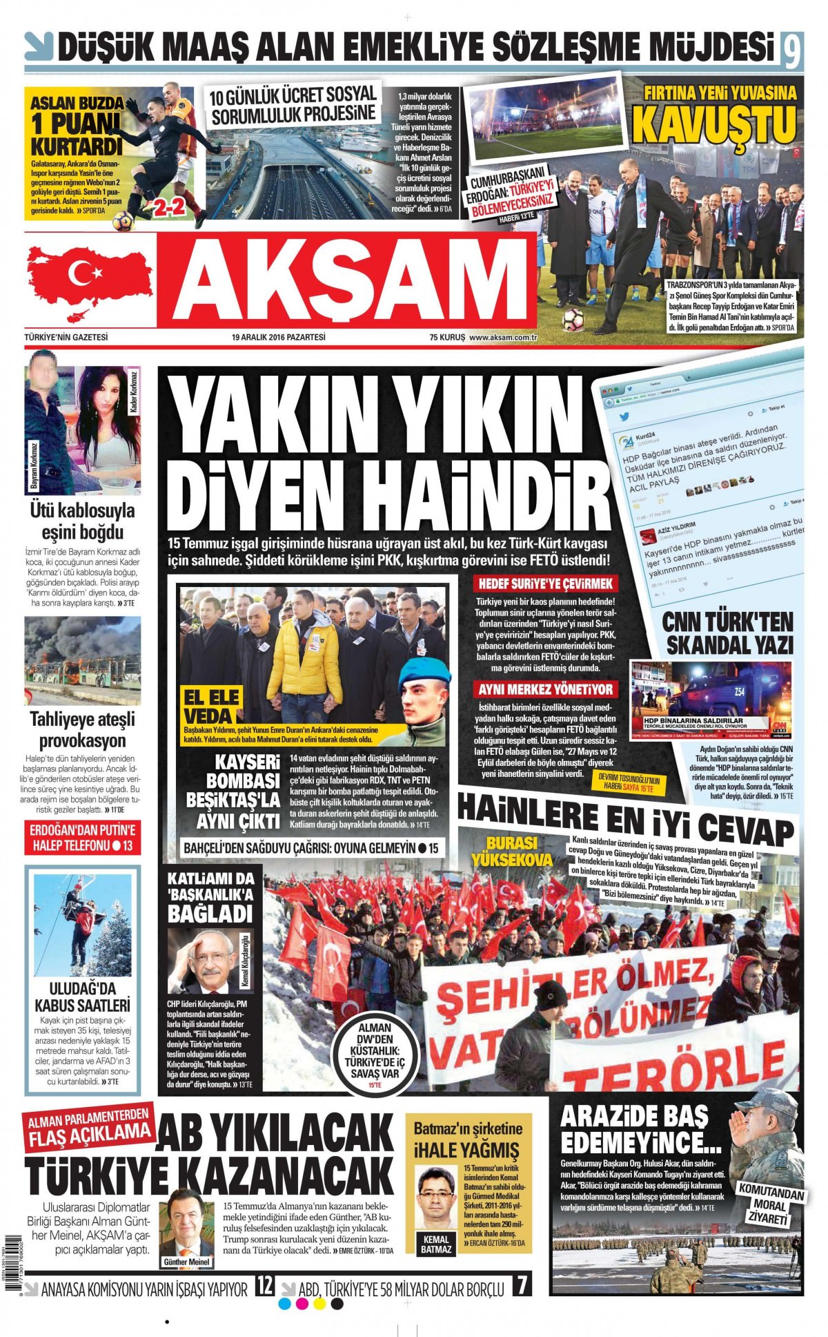 19 Aralık 2016 gazete manşetleri - -8