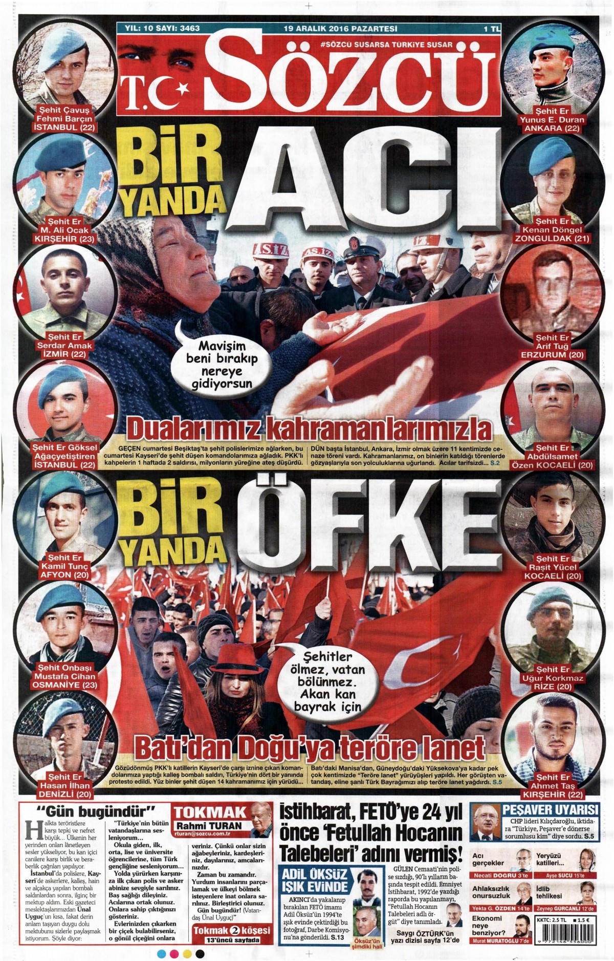 19 Aralık 2016 gazete manşetleri - -9