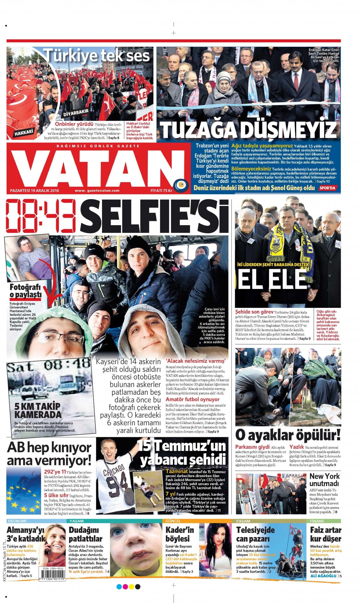 19 Aralık 2016 gazete manşetleri - -10