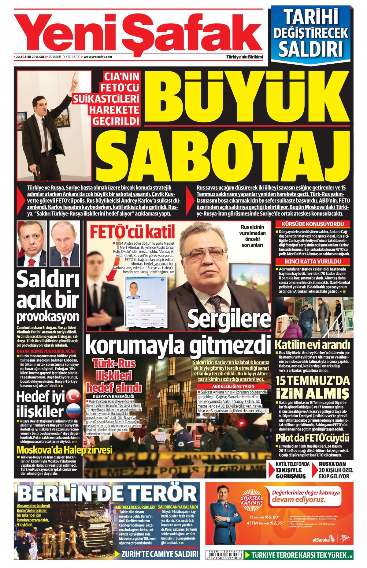 20 Aralık 2016 gazete manşetleri - -1