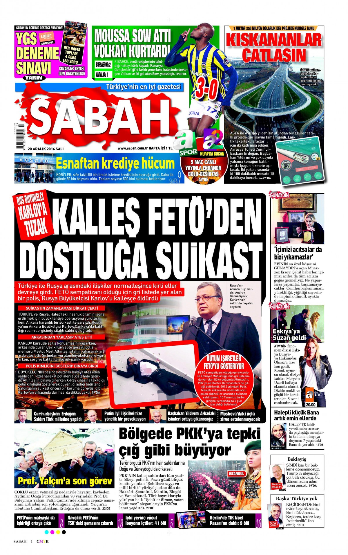 20 Aralık 2016 gazete manşetleri - -2