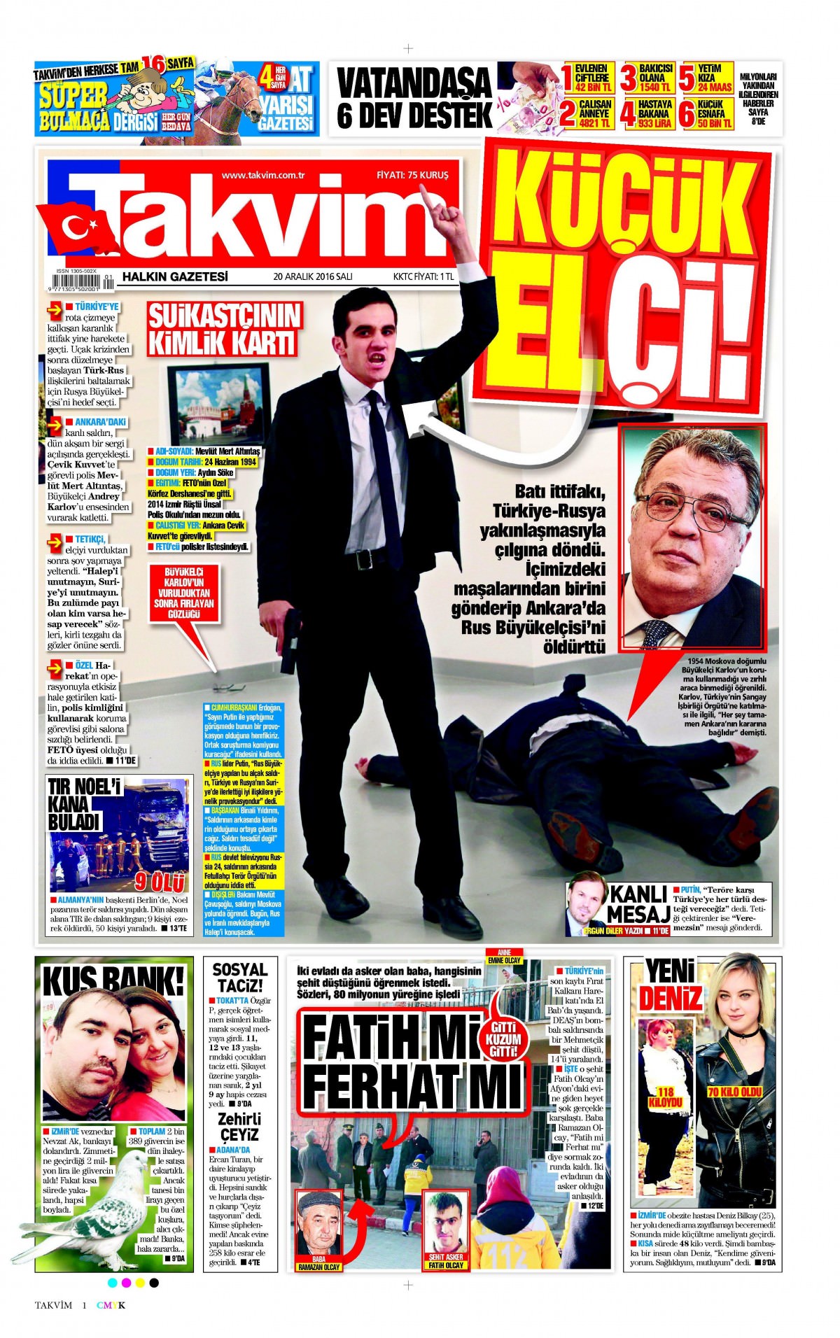 20 Aralık 2016 gazete manşetleri - -7