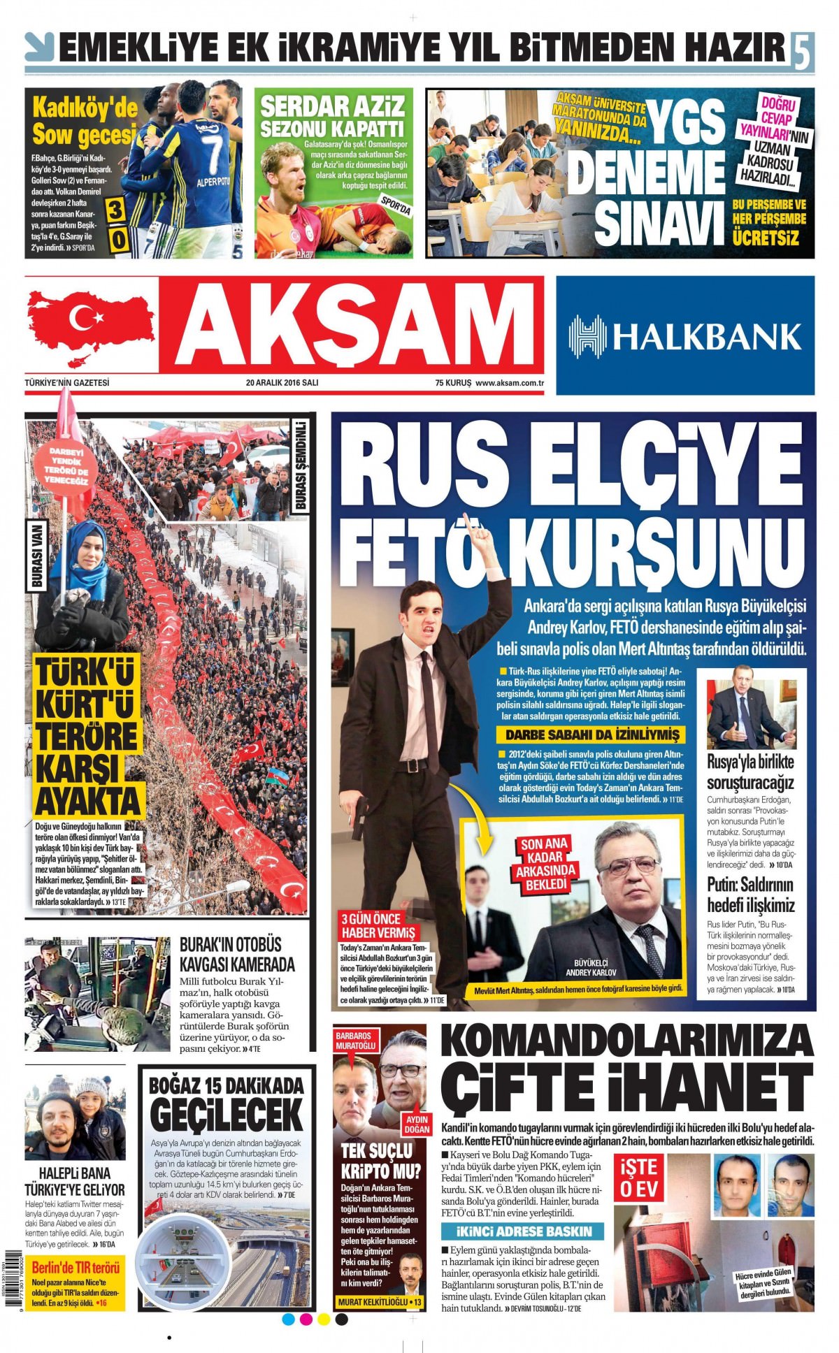 20 Aralık 2016 gazete manşetleri - -9