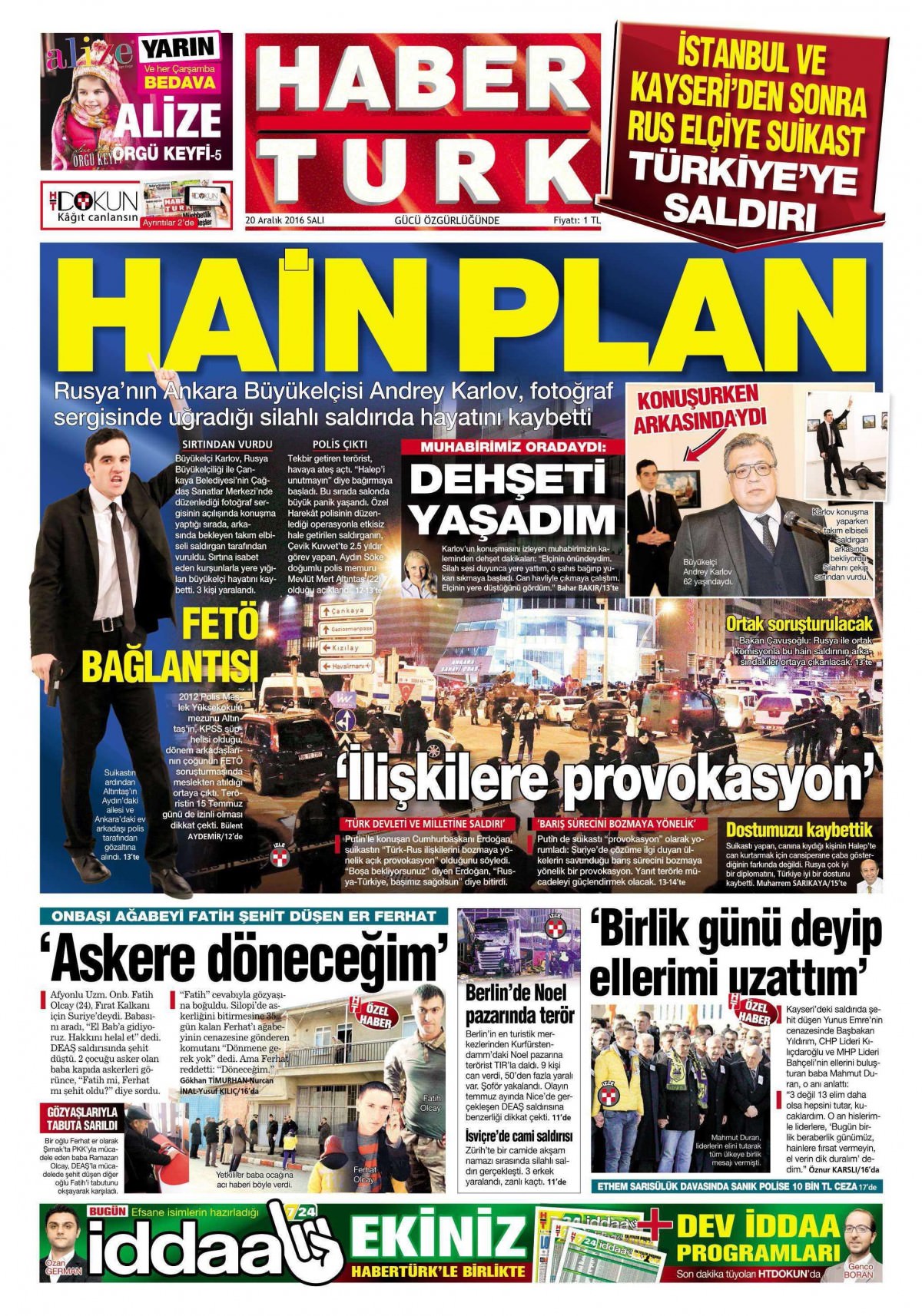 20 Aralık 2016 gazete manşetleri - -10