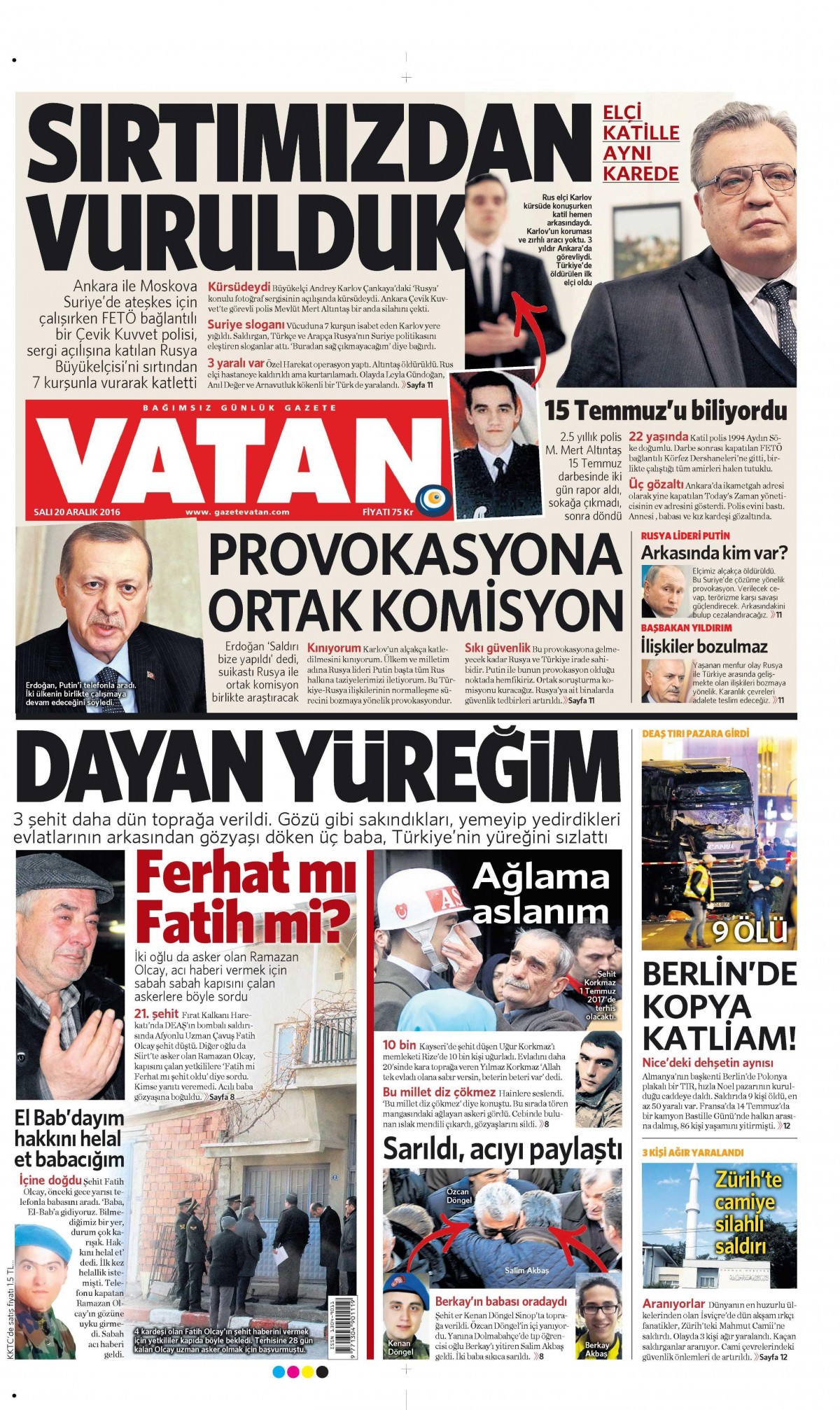 20 Aralık 2016 gazete manşetleri - -12