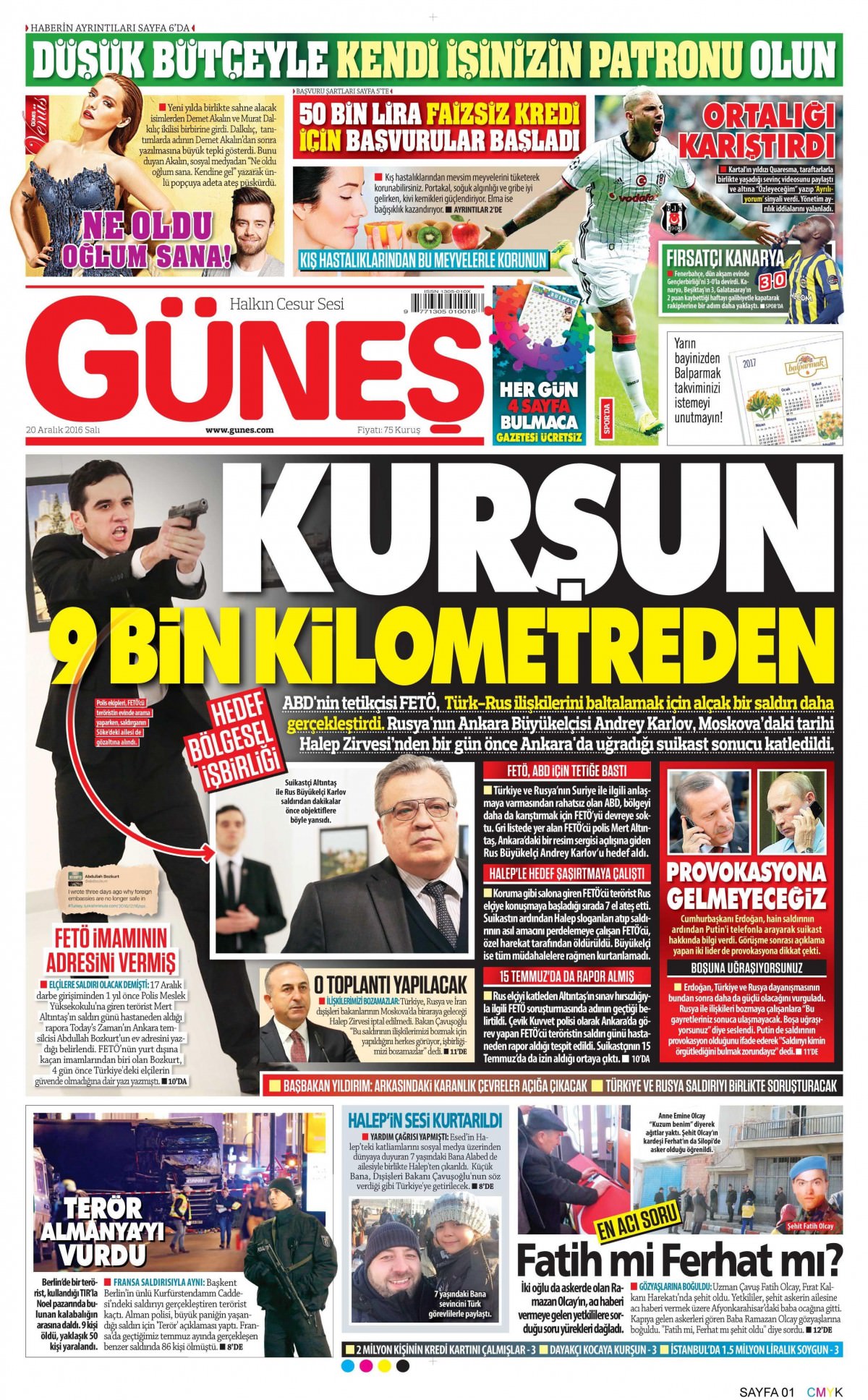 20 Aralık 2016 gazete manşetleri - -16