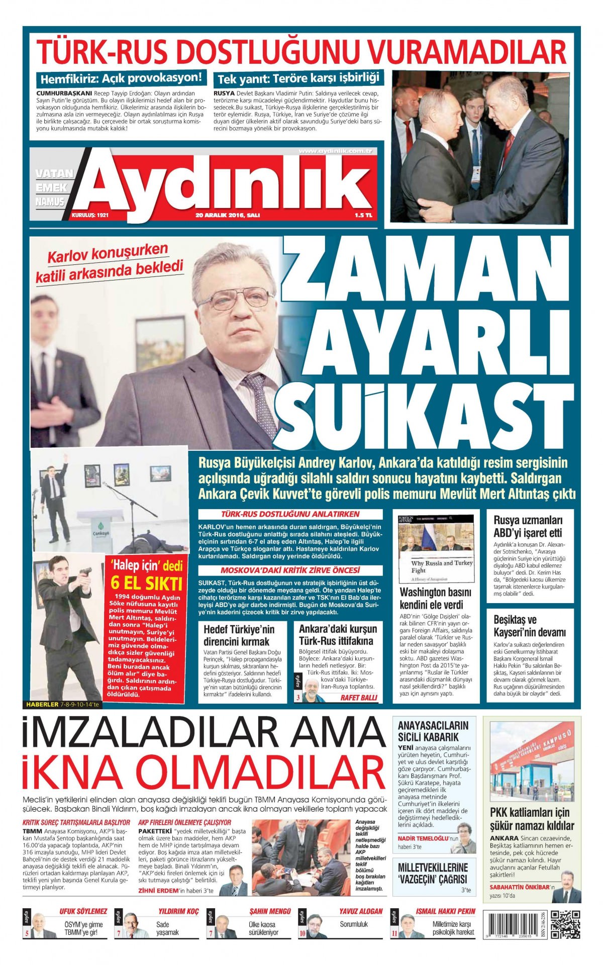 20 Aralık 2016 gazete manşetleri - -17