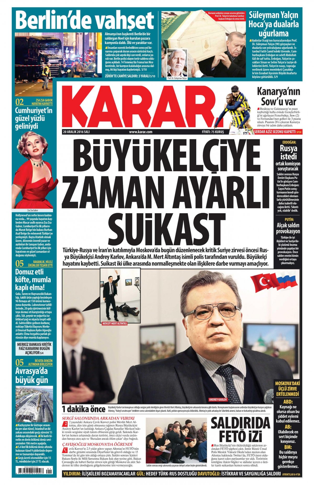 20 Aralık 2016 gazete manşetleri - -21