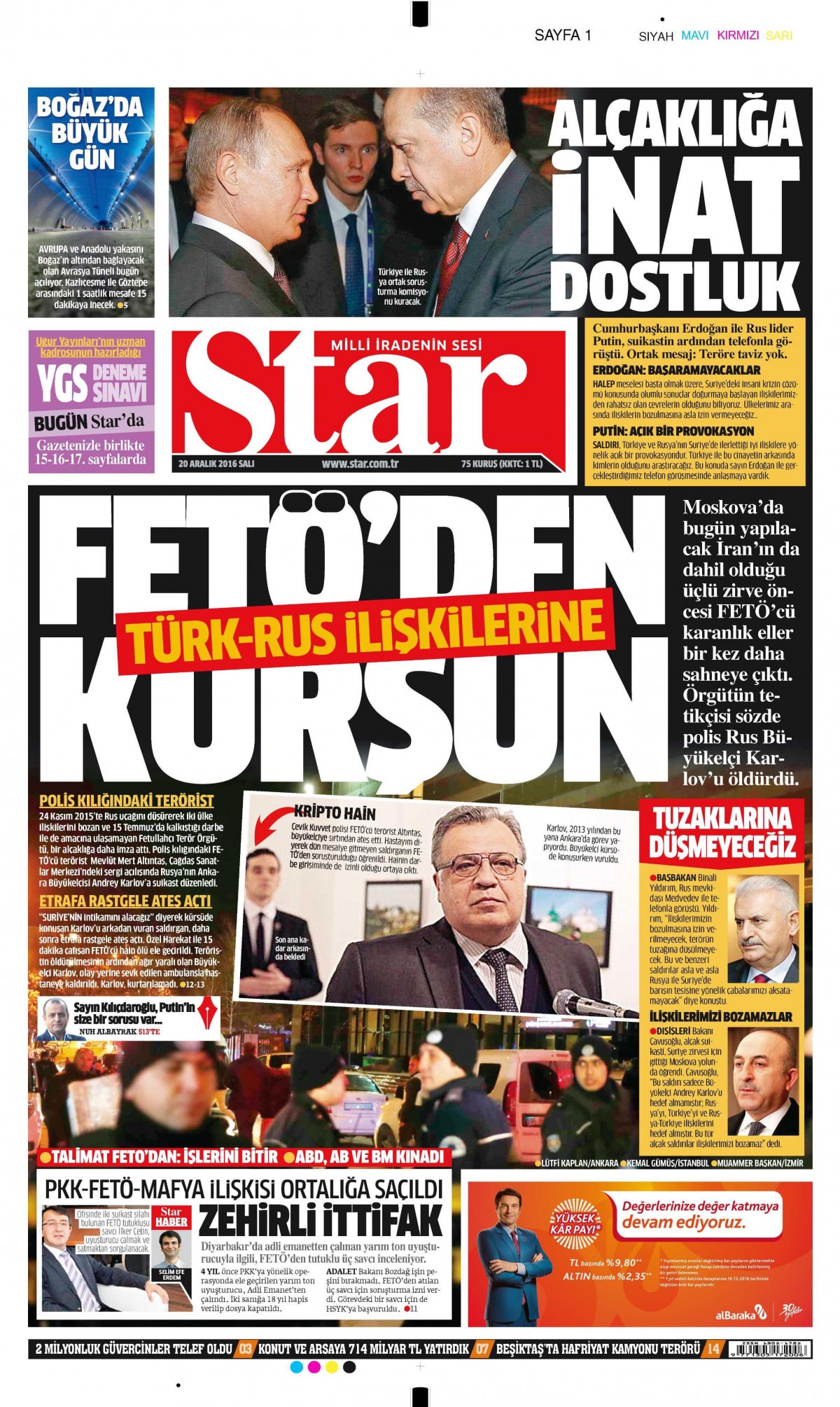 20 Aralık 2016 gazete manşetleri - 700