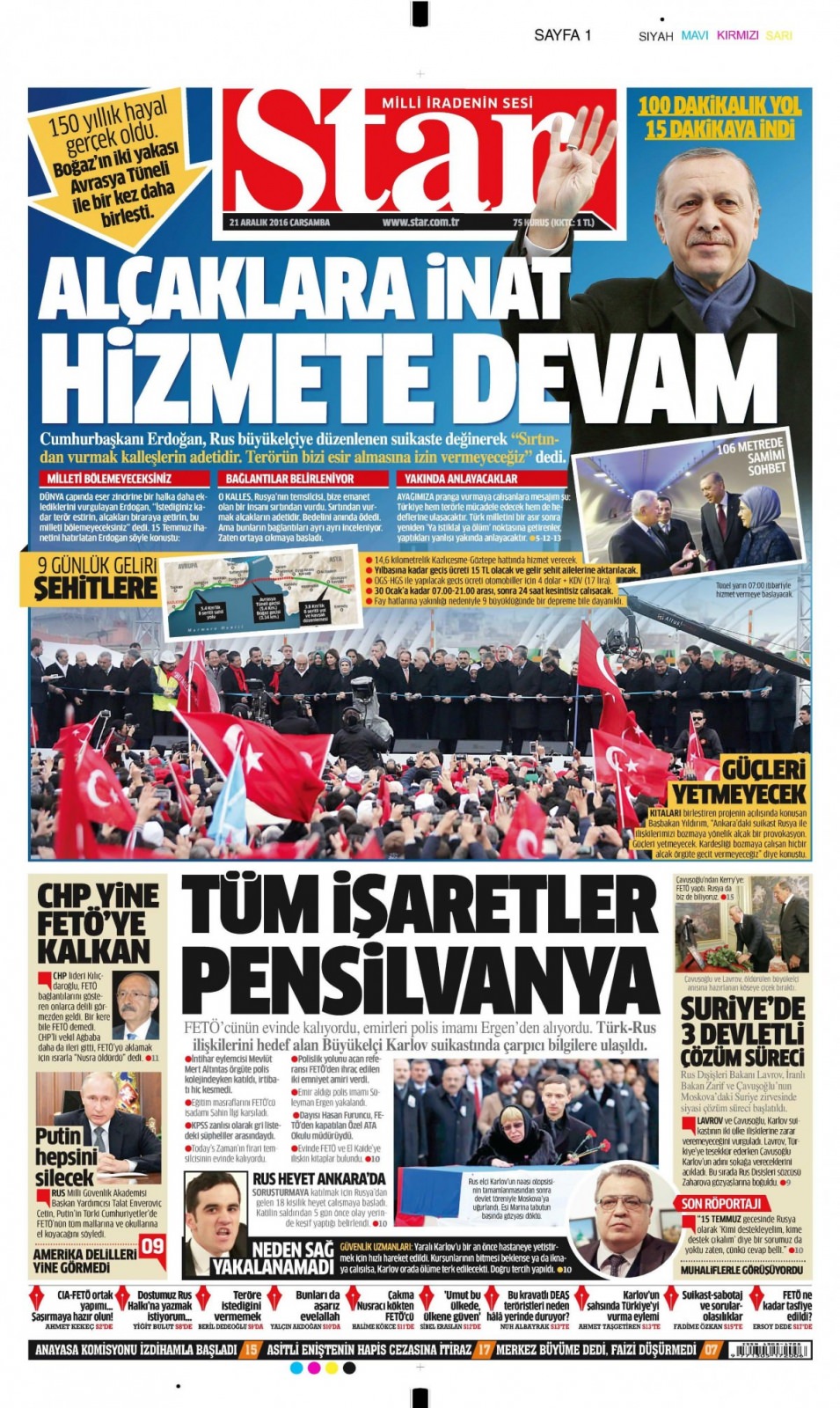 21 Aralık 2016 gazete manşetleri - 574