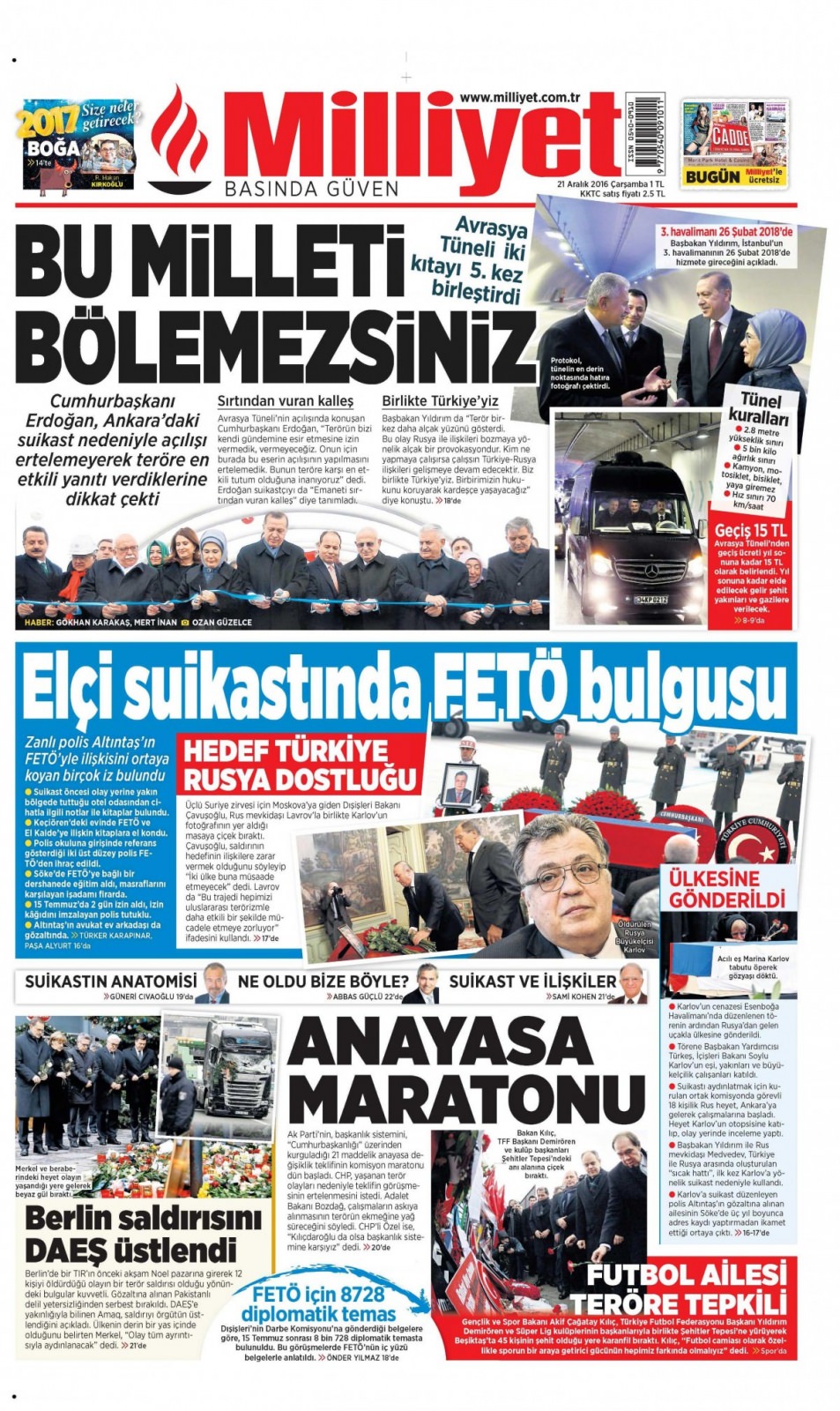 21 Aralık 2016 gazete manşetleri - 998