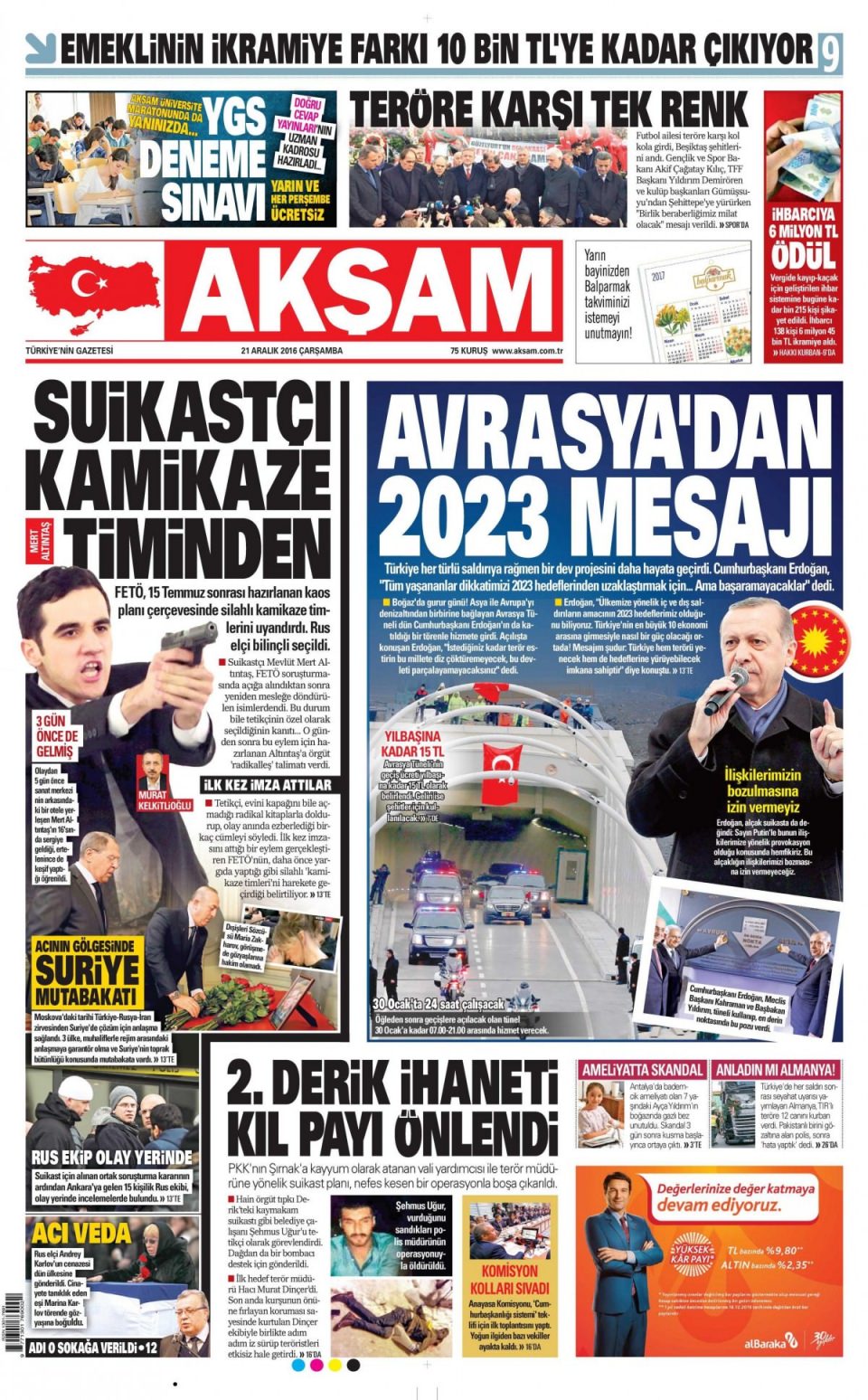 21 Aralık 2016 gazete manşetleri - 473