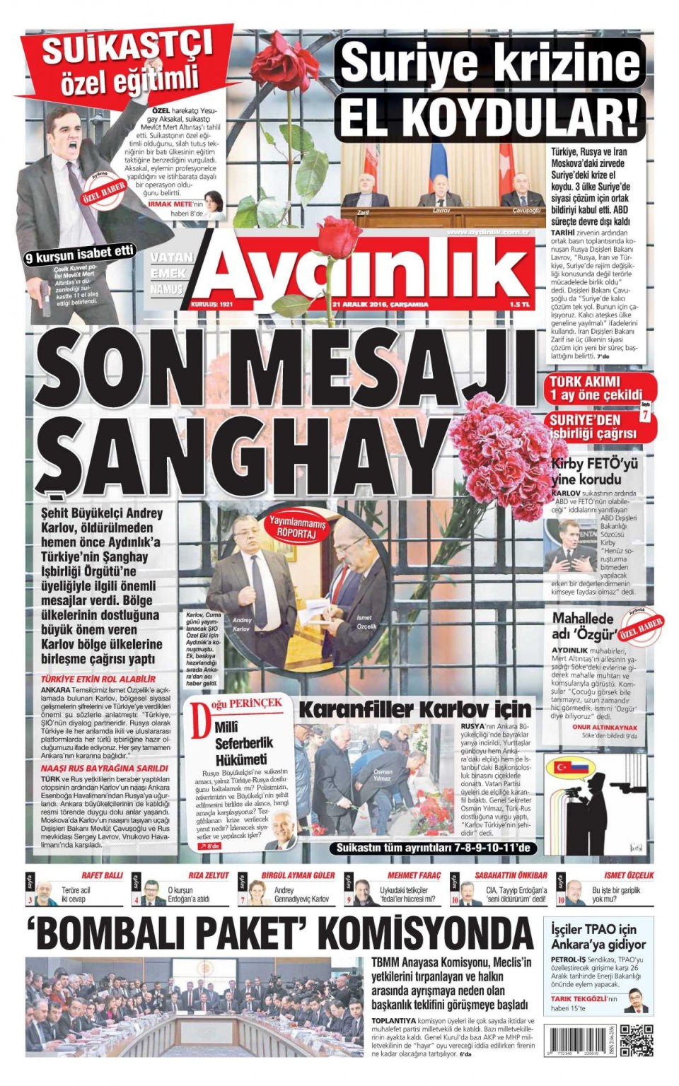 21 Aralık 2016 gazete manşetleri - 932