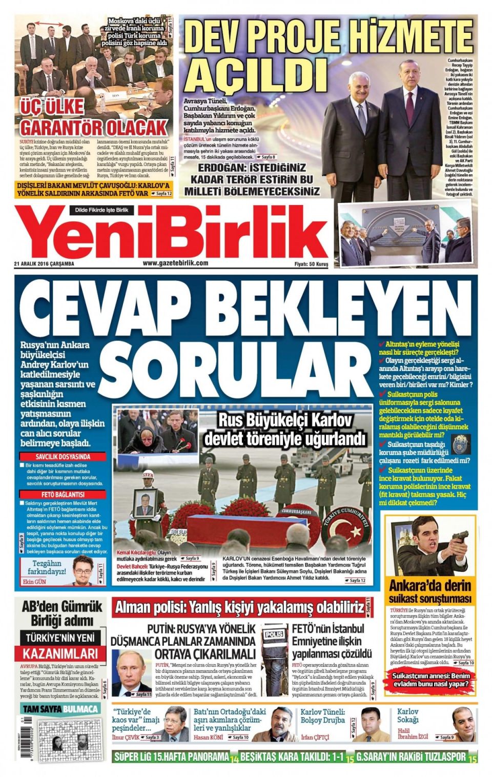 21 Aralık 2016 gazete manşetleri - 997