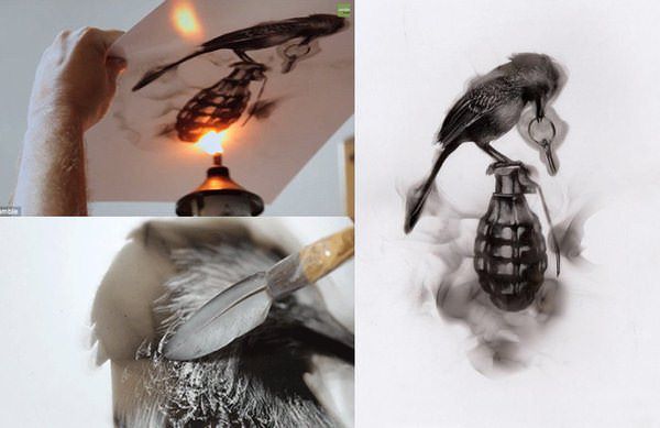 Ateşle resim çiziyor! - 5