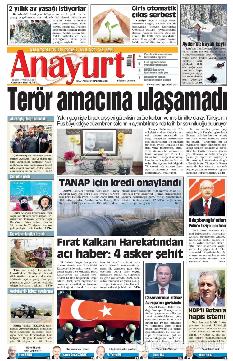 22 Aralık 2016 gazete manşetleri - 11