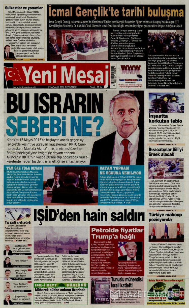 22 Aralık 2016 gazete manşetleri - 5