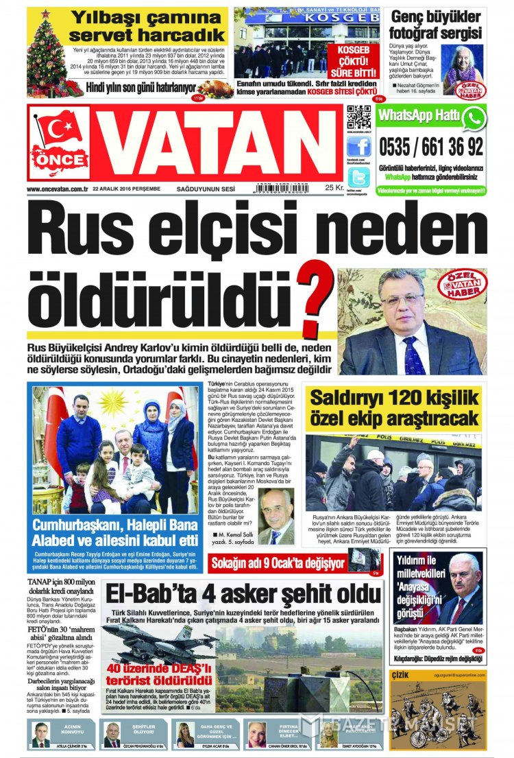 22 Aralık 2016 gazete manşetleri - 26