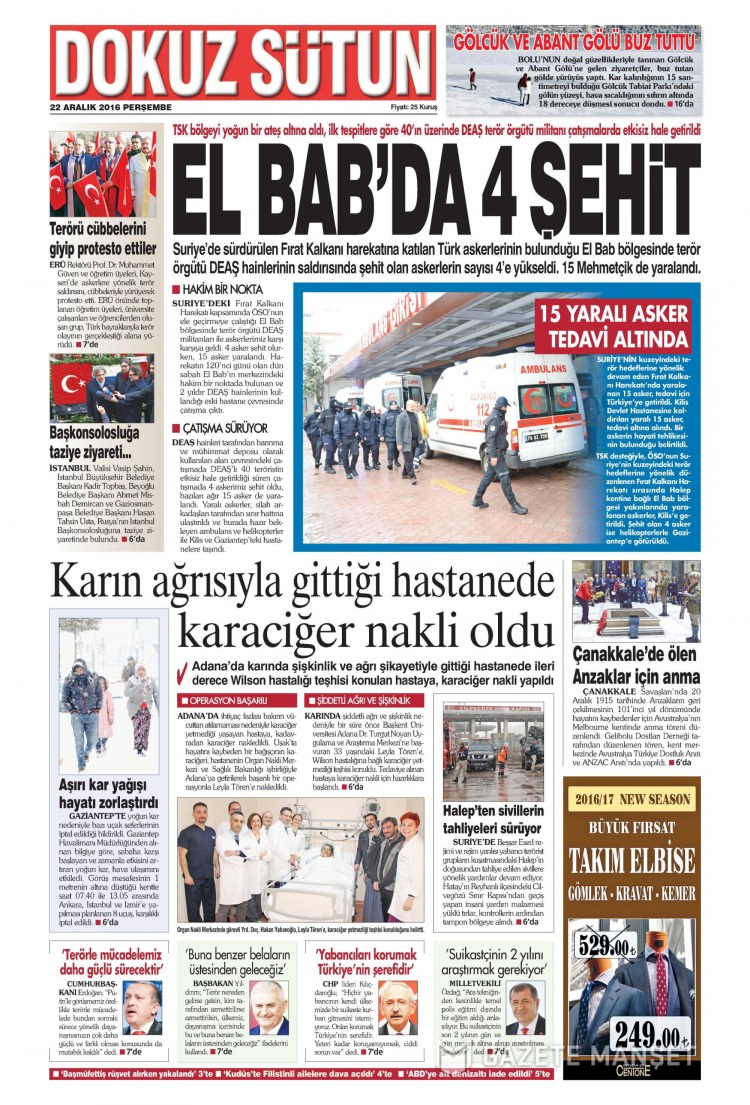 22 Aralık 2016 gazete manşetleri - 14