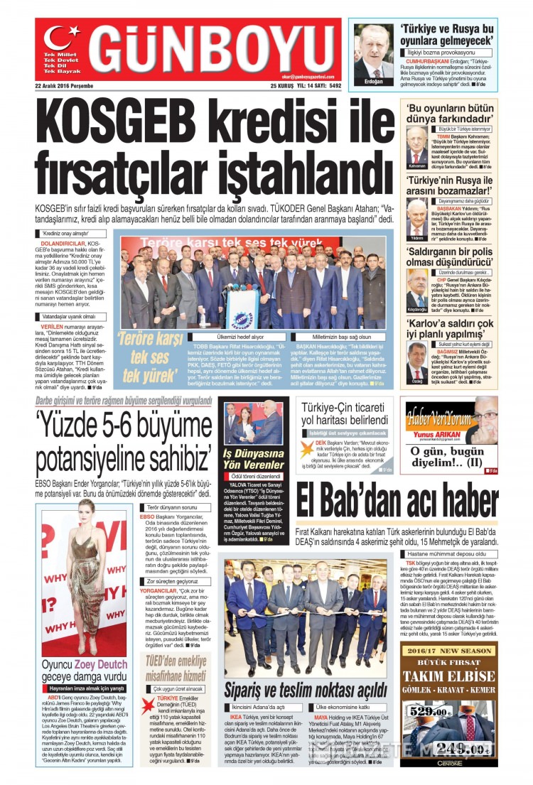 22 Aralık 2016 gazete manşetleri - 21