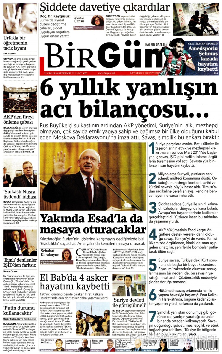 22 Aralık 2016 gazete manşetleri - 30