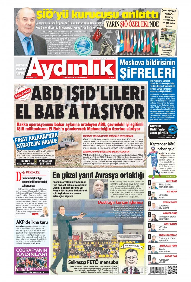 22 Aralık 2016 gazete manşetleri - 18