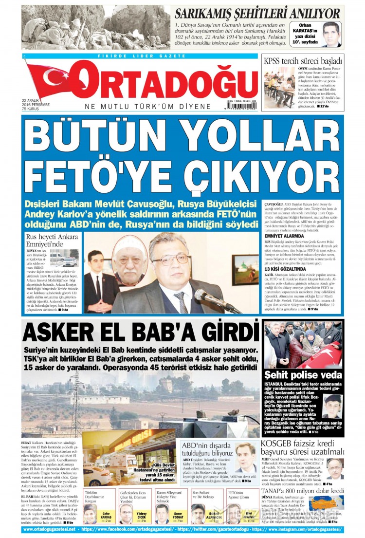 22 Aralık 2016 gazete manşetleri - 25