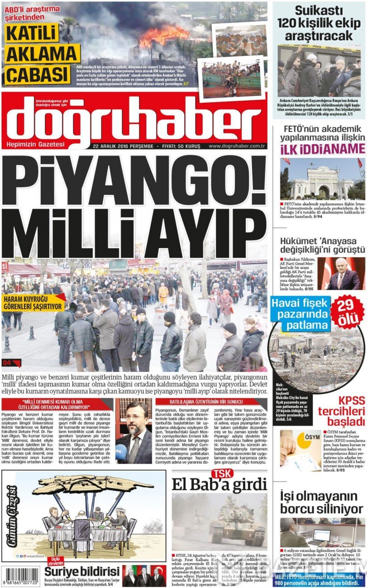 22 Aralık 2016 gazete manşetleri - 16