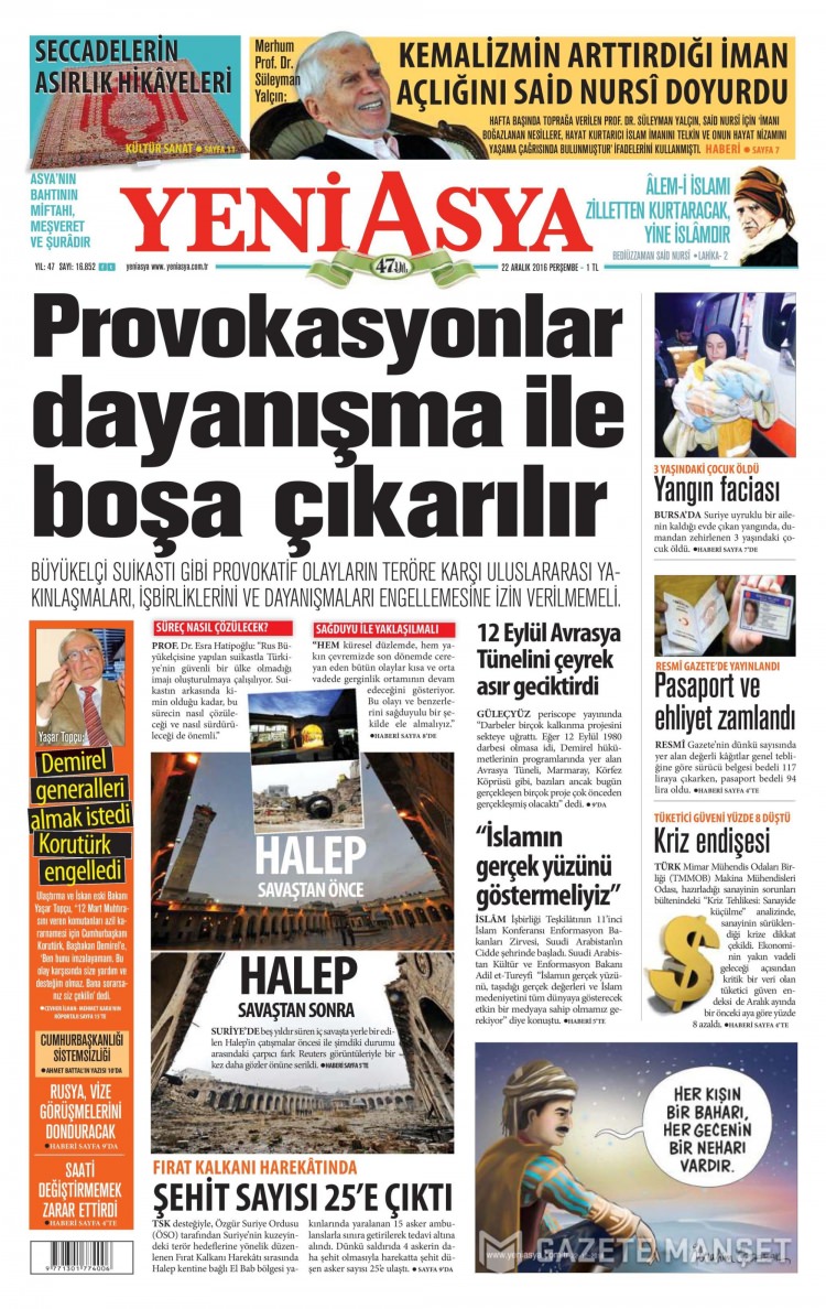 22 Aralık 2016 gazete manşetleri - 2