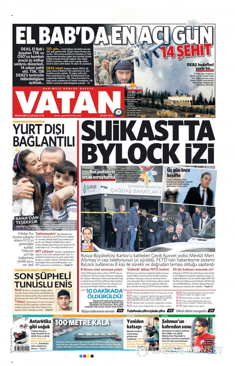 22 Aralık 2016 gazete manşetleri - 20