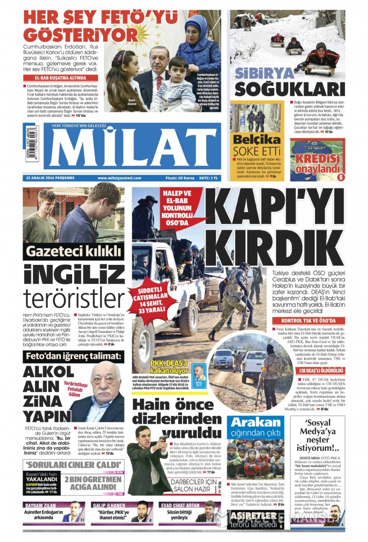 22 Aralık 2016 gazete manşetleri - 3