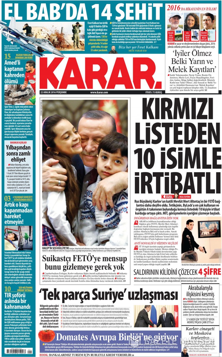 22 Aralık 2016 gazete manşetleri - 28