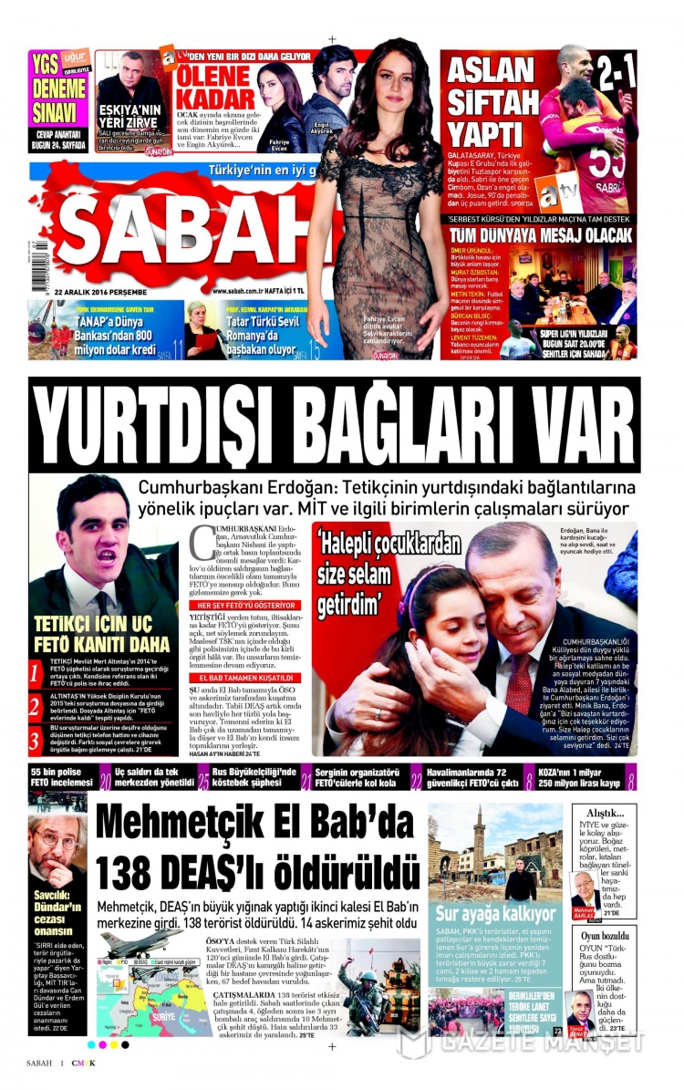 22 Aralık 2016 gazete manşetleri - 4