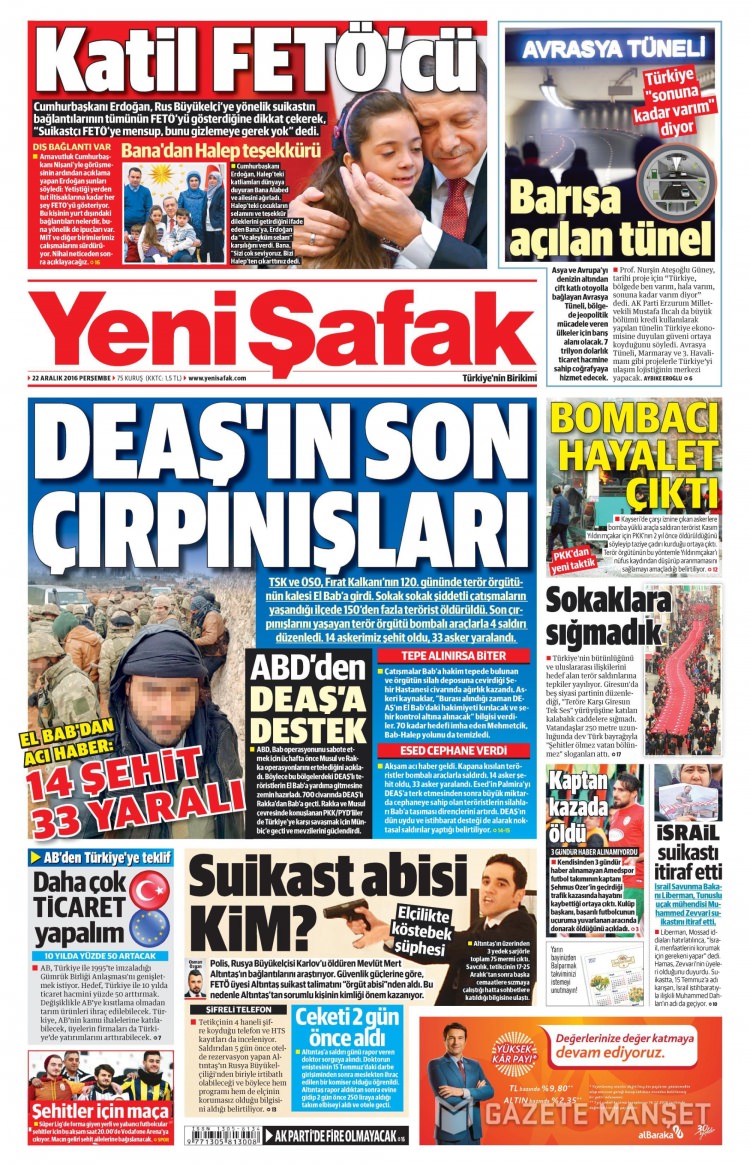 22 Aralık 2016 gazete manşetleri - 17