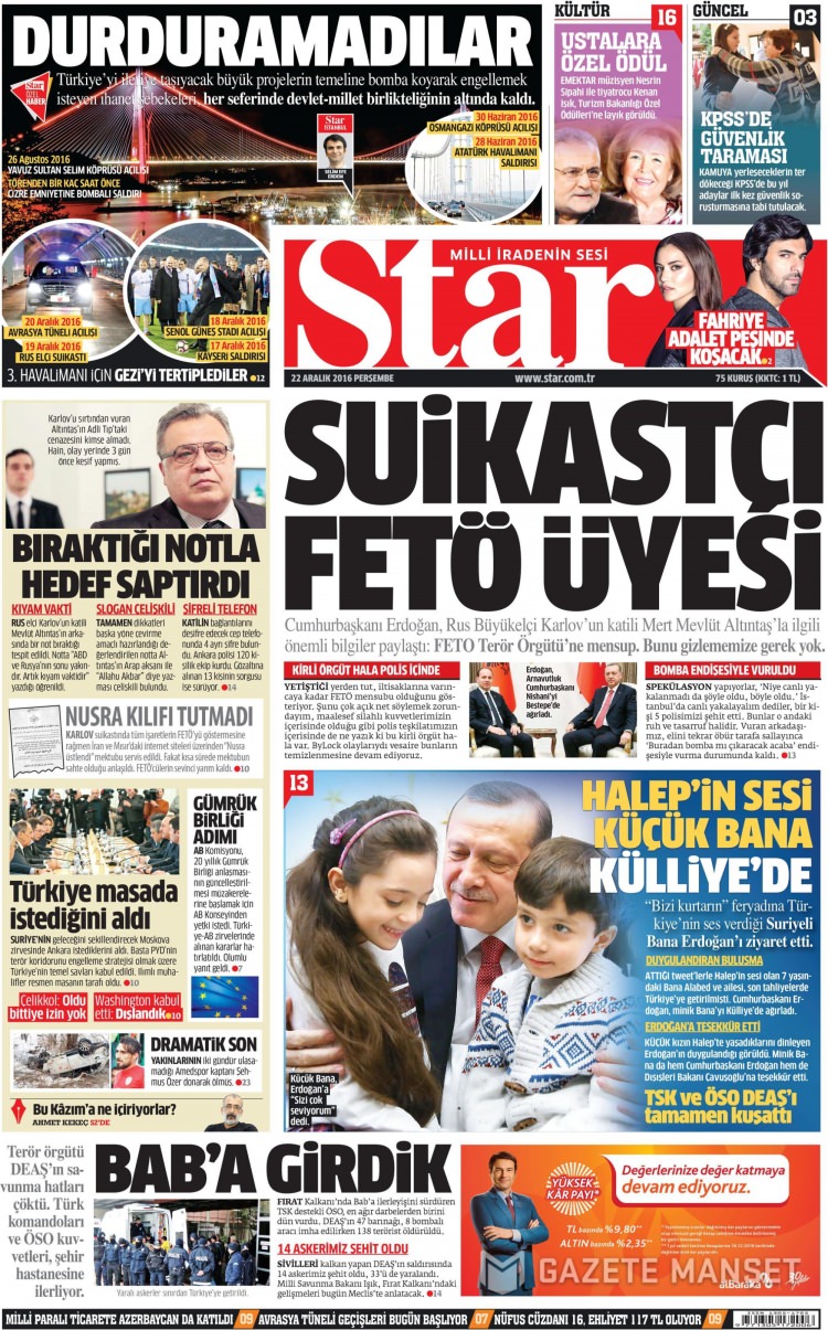 22 Aralık 2016 gazete manşetleri - 24